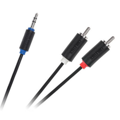 Cablu audio Cabletech, jack stereo 3.5 mm - 2 x RCA tata, 1 m, Negru foto