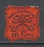 Italy Church State 1868 Coat of arms, 10C, Mi.22, MH AM.167