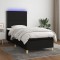 vidaXL Pat cu arcuri, saltea și LED, negru, 100x200 cm, textil 3135335