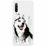 Husa silicon pentru Xiaomi Mi 9, Husky Dog Watercolor Illustration