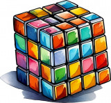 Cumpara ieftin Sticker decorativ Cub Rubik, Albastru, 64 cm, 7986ST-2, Oem