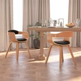 Cumpara ieftin Scaune de bucătărie, 2 buc, negru, lemn curbat/piele ecologică