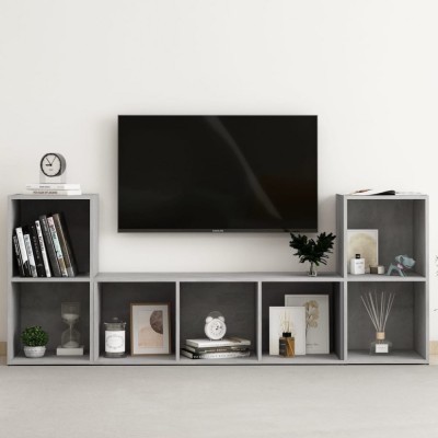 vidaXL Set de dulapuri TV, 3 piese, gri beton, PAL foto