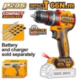 Bormașină cu Impact 20V, Brushless, 96Nm, fără Baterie &ndash; INGCO CIDLI209681