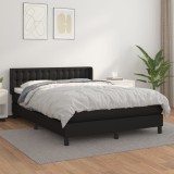 Cumpara ieftin Pat box spring cu saltea, negru, 140x200 cm, piele ecologică