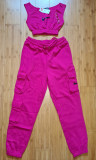 Set dama bustiera si pantaloni buzunare oversize Nike magenta Large nou, L