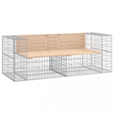Banca de gradina, design gabion, 184x71x65,5 cm, lemn masiv pin foto