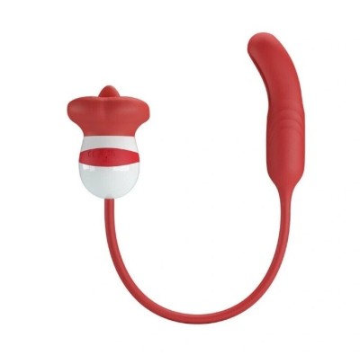 Stimulator Dublu Alyss, Intern si Extern, Silicon, USB, Rosu foto