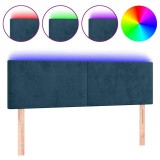 Cumpara ieftin Tablie de pat cu LED, albastru inchis, 144x5x78/88 cm, catifea