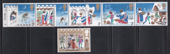 Marea Britanie 1973 - Crăciun, Staif de 5 + 1 timbru, SET COMPLET, MNH
