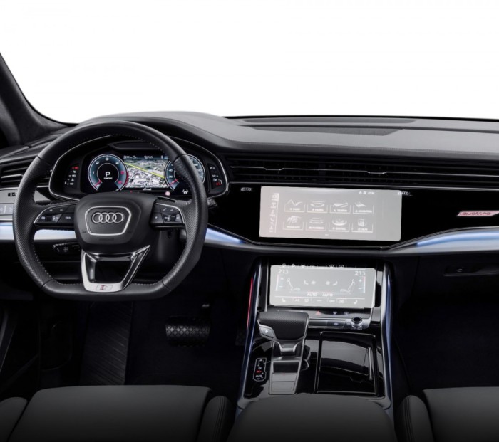 Folie Protectie Display Navigatie Ceasuri de Bord si AC, Duragon, Audi Q8 2023+, silicon Transparent, Anti-zgarieturi, Kit instalare