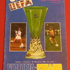 Program meci fotbal VICTORIA BUCURESTI - DYNAMO DRESDA (Cupa UEFA 28.02.1989)