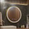 Oglinda LED Rotunda, 60cm, Celeste Royale Gold Eleve MotionGlow Marcello, Sistem Dezaburire, Ceas &amp; Termometru, Dimabila, Curea Detasabila ModernLight