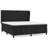 Cumpara ieftin Pat box spring cu saltea, negru, 180x200 cm, catifea