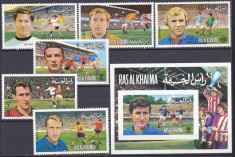 DB1 Ras Al Khaima Sport Fotbal Jucatori Celebri 6 v. + SS MNH foto