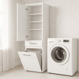 Cumpara ieftin Dulap Baie cu cos de rufe Adore Diamond Maxi, Usa reversibila, Alb Lucios, 52x187x38 cm