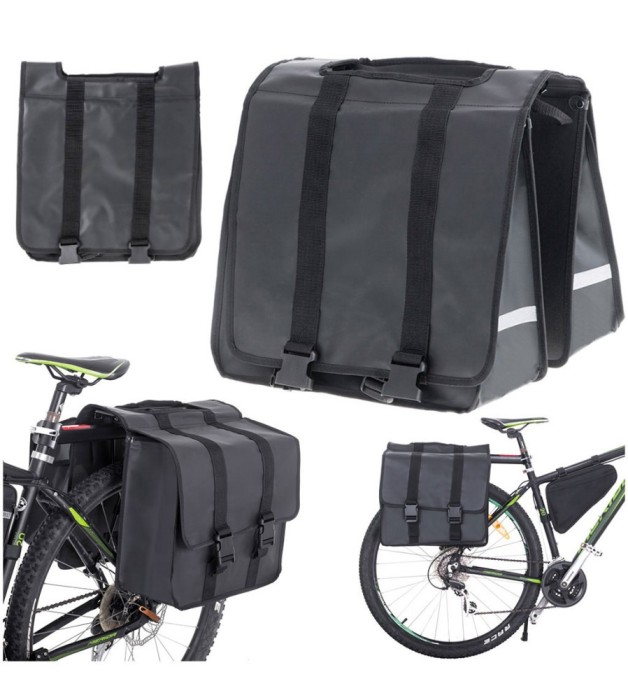 Geanta laterala dubla pentru bicicleta RALLEX, cu doua compartimente pentru portbagaj 35L