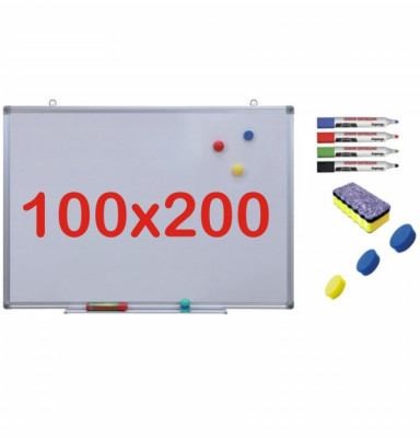 Pachet Tabla alba magnetica, 100x200 cm Premium + accesorii: markere, burete, magneti (7 ani Garantie) foto