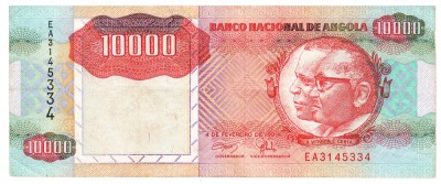 Angola 10 000 Kwanzas 1991 P-131b Seria 3145334 foto