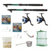 Set pescuit sportiv cu 2 lansete 2,4 m EastShark, 2 muliente YF200, gute, cutie ace, spomb, minciog si juvelnic