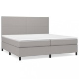 Cumpara ieftin Pat box spring cu saltea, gri deschis, 200x200 cm, textil