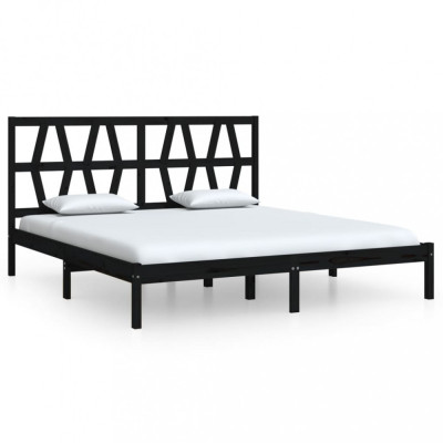 Cadru de pat Super King 6FT, negru, 180x200 cm, lemn masiv pin foto