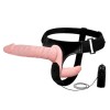 Strap-On Dublu Vibratii 17.5cm Natural Dildo TPE/TPR Sex Toys Feminin