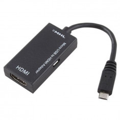 Adaptor MHL microUSB - HDMI, conectare telefon la TV, monitor sau proiector foto