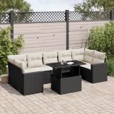 Cumpara ieftin Gossi set mobilier de gradina cu perne, 8 piese, negru, poliratan