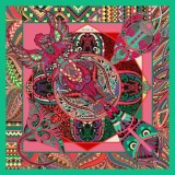 Cumpara ieftin Batic matase naturala Power of Life verde 90x90cm, fabricat in Italia, design deosebit cu broasca testoasa, vultur, gandac si bufnita