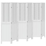 Cumpara ieftin Paravan camera 6 panouri, alb, lemn masiv paulownia