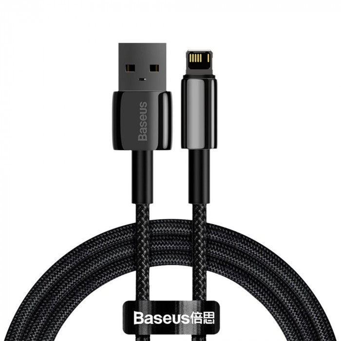 Baseus - Cablu de date (CALWJ-01) - USB la Lightning, 2.4A, 1m - Negru