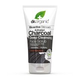 Exfoliant Fata Dr.Organic cu Carbune Activ, 125ml - Curata Profund si Detoxifica Pielea