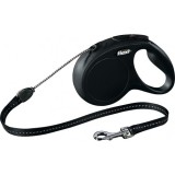 Lesa Flexi Classic, cu snur, marimea M, 5m/20 kg, Negru