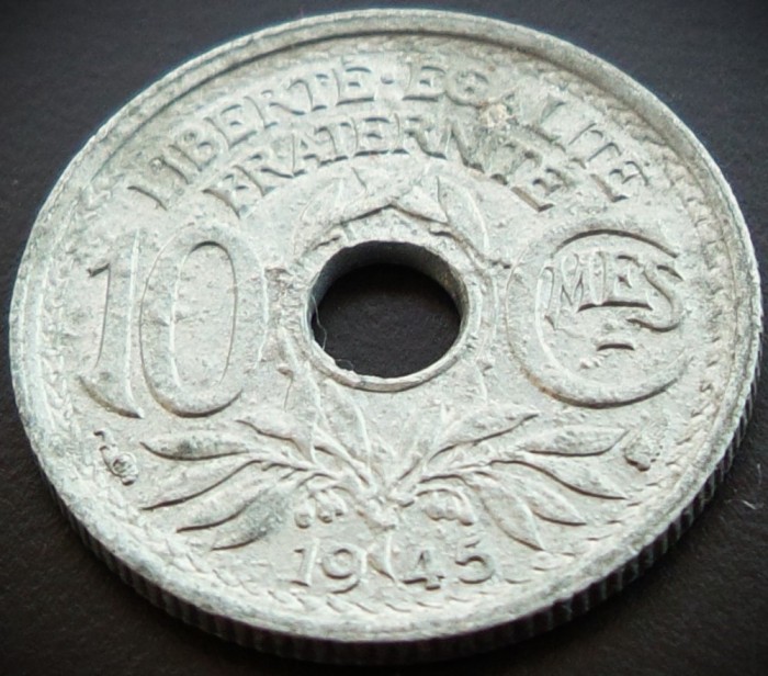 Moneda istorica 10 CENTIMES - FRANTA, anul 1945 * cod 1510 = MODEL MIC - A.UNC