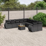 Cumpara ieftin Set canapele de grădină cu perne, 11 piese, negru, poliratan