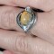 Inel argint 925 placat cu aur alb cu opal de foc caboson oval cut ! Mărime 7