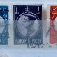 ROMANIA 1932 Lp 96 Regele Carol II uzuale Filigran CC lipsa 20 lei stampilate
