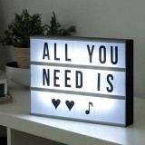 Panou Luminos LED Cinema Style cu 96 Litere &amp; Emoticoane, USB/Baterii, Decor Original, Casa/Living, 30x22x4 cm