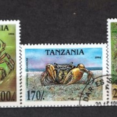 TANZANIA 1994 - FAUNA. CRUSTACEE. SERIE DEPARAIATA STAMPILATA, SA29