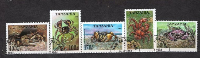 TANZANIA 1994 - FAUNA. CRUSTACEE. SERIE DEPARAIATA STAMPILATA, SA29