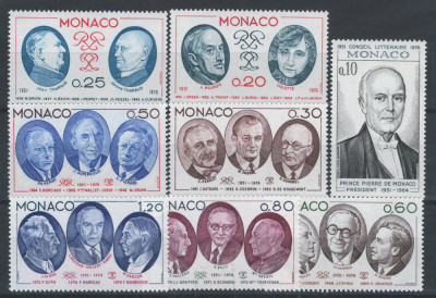 Monaco 1976 Mi 1211/18 MNH - A 25-a aniversare a Consiliului Literar din Monaco foto