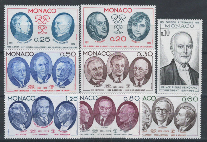 Monaco 1976 Mi 1211/18 MNH - A 25-a aniversare a Consiliului Literar din Monaco
