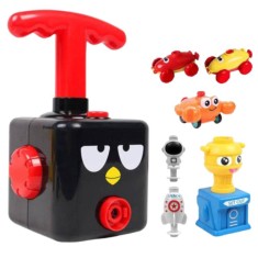 Jucarie interactiva lansator de baloane Edman POB Fun Puzzle - masinute cu baloane, educativ, pompa pentru baloane, 12 baloane, Negru