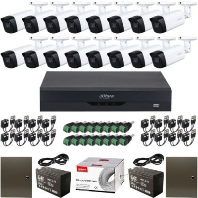 Kit 16 camere ultraprofesional Dahua Starlight 5MP IR 80m, DVR 16 canale 5MP WizSense si accesorii montaj SafetyGuard Surveillance foto