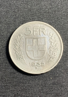 Moneda 5 franci 1932 Elveția argint foto