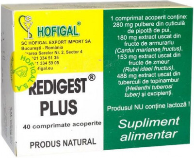 Redigest Plus, 40 comprimate, Hofigal foto