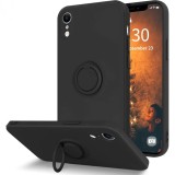 Husa protectie flippy compatibila cu apple iphone xr liquid silicone ring cu suport rotativ negru