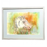 E153 Tablou, Cap de cal semiabstract, 2019, tehnici mixte, inramat, 42x32cm