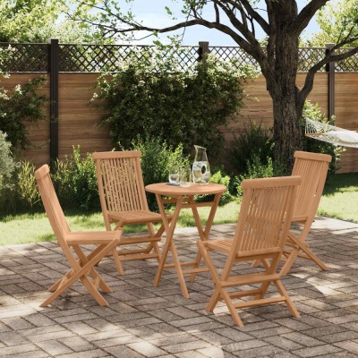Set de gradina 5 buc. Maro Lemn Teak Solid foto